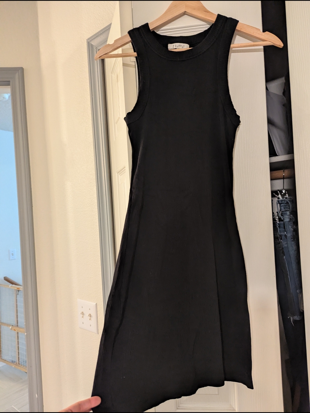 Black Ribbed Tank Mini/Midi Dress